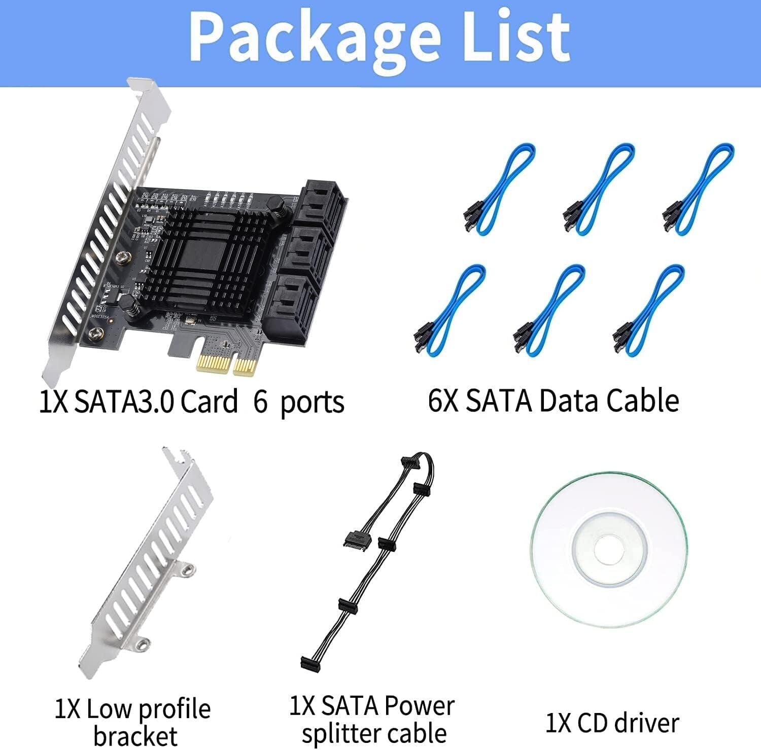 Aluminum Heatsink PCI-E X1 to SATA 3.0 6-Port Controller - Reliable Performance