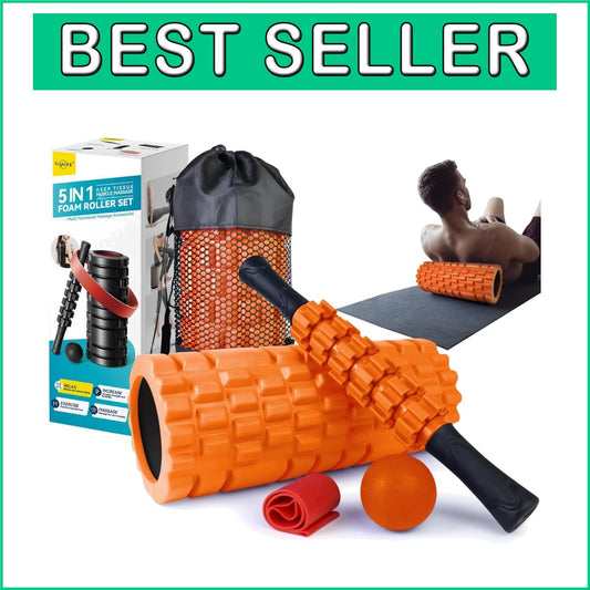 5-in-1 High-Density Foam Roller Set for Deep Tissue Muscle Relief - Orange/Black