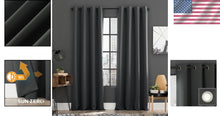 Load image into Gallery viewer, Soho 2-Pack Charcoal Gray Blackout Curtains - Energy Saving &amp; Noise Reducing
