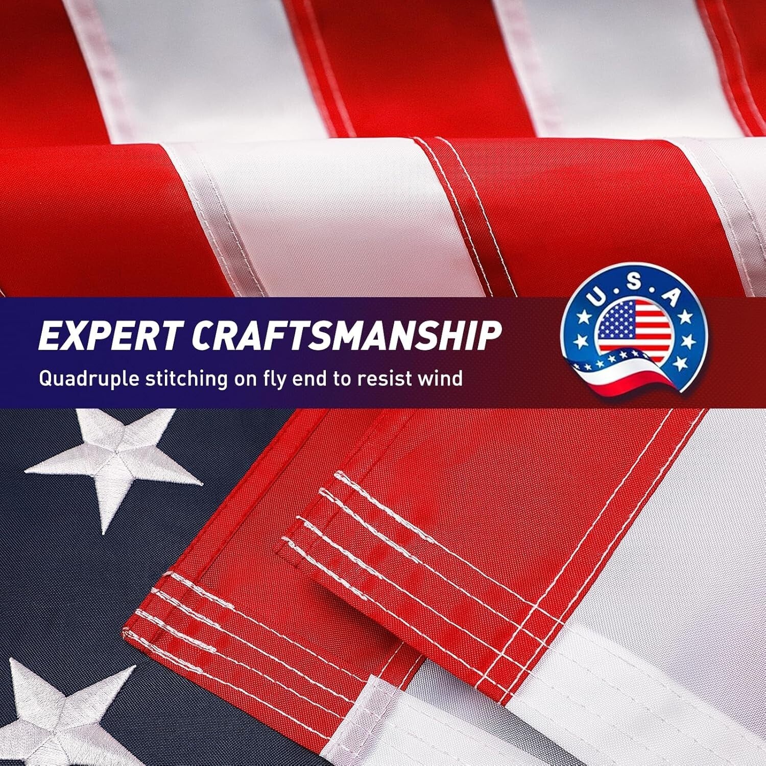 Premium 10x15 Polyester American Flag with Embroidered Stars and Brass Grommets