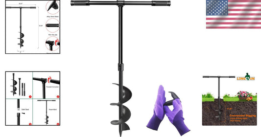 Eco-Friendly 6" x 38" Manual Garden Hole Digger - Alloy Steel Construction