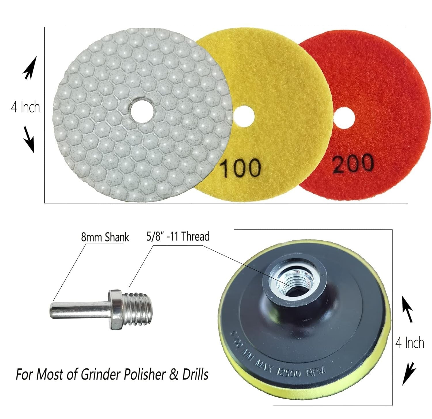 Effortless 4 Inch Dry Diamond Polishing Pads - Perfect for Precision Stone Work