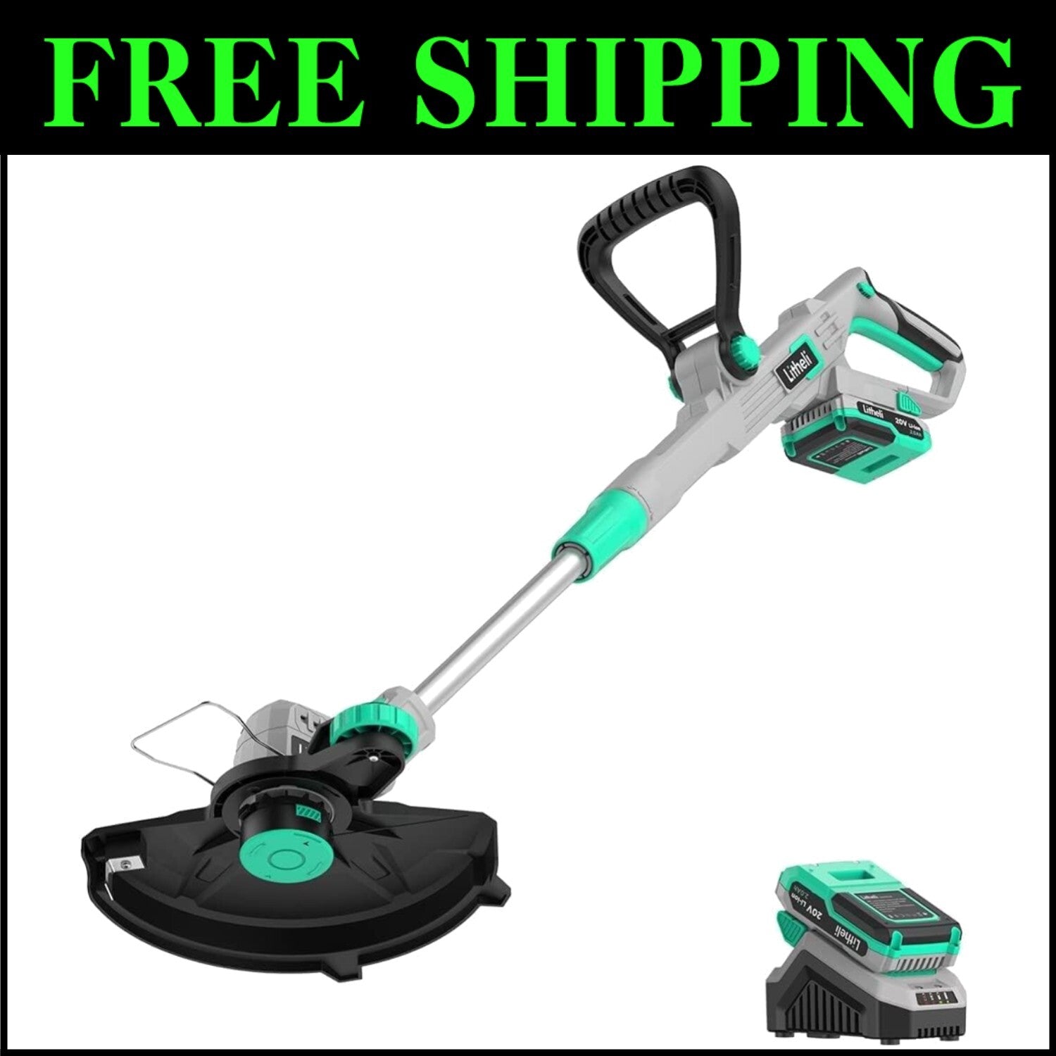 Lightweight 20V Cordless Edger/Trimmer with Tool-Free Telescopic Height Adjust