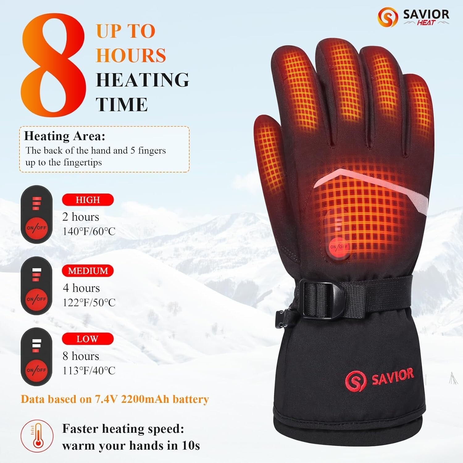 Rechargeable Heated Gloves - Touch Screen & Reflective Safety for Winter Sports