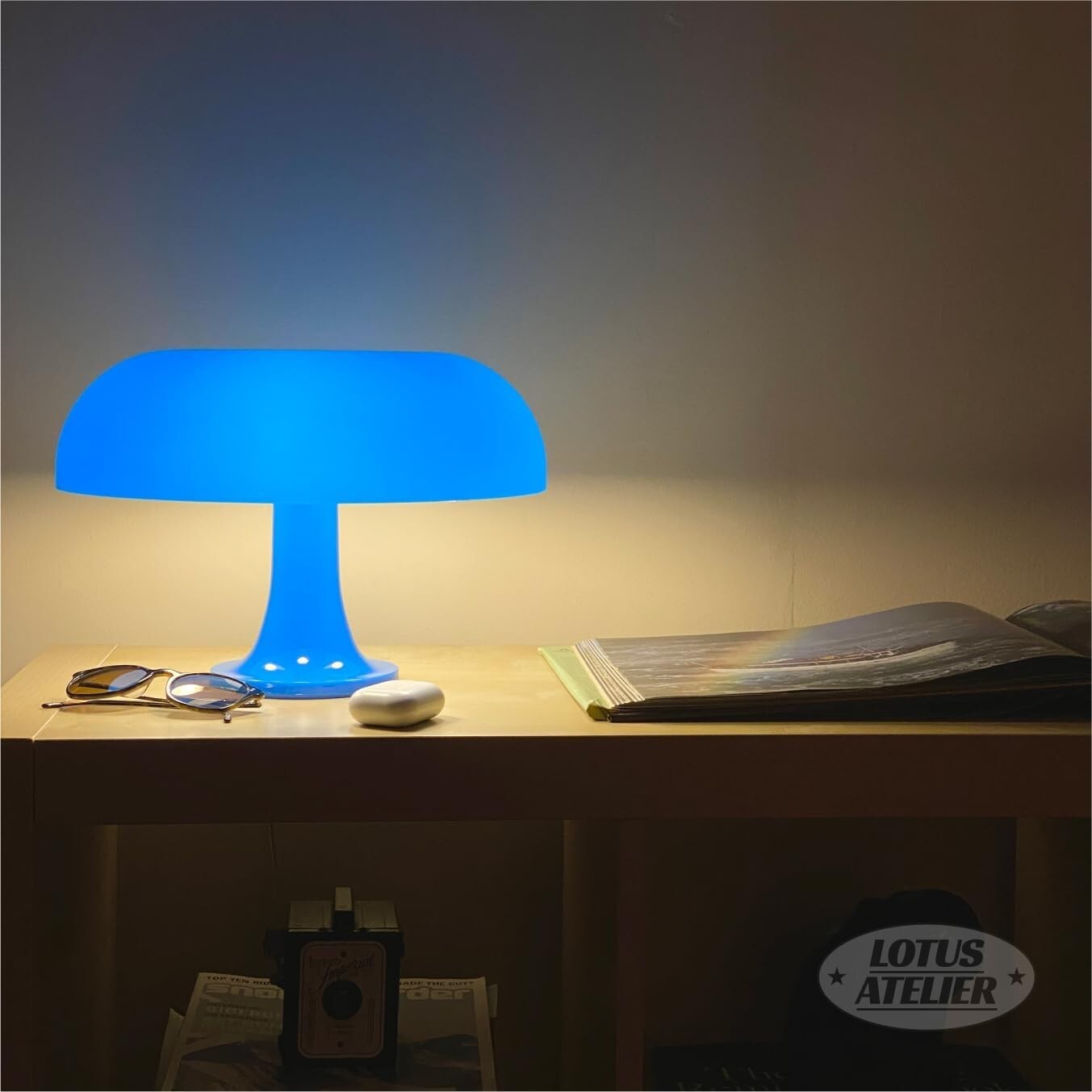 Blue Mushroom Lamp - Perfect for Aesthetic Bedrooms & Retro Living Rooms