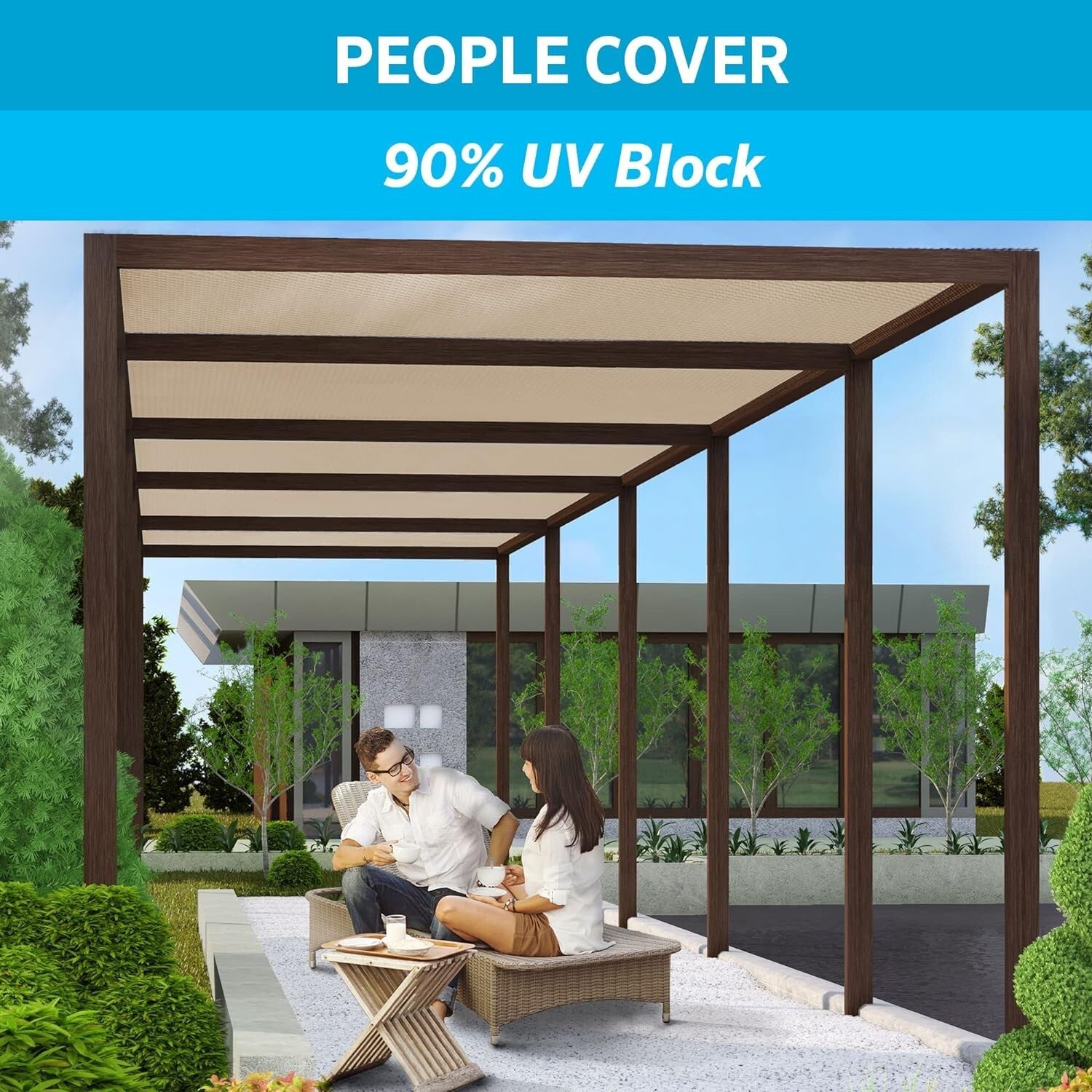 Breathable Privacy Shade for Pergolas & Patios - 90% UV Protection Fabric Roll