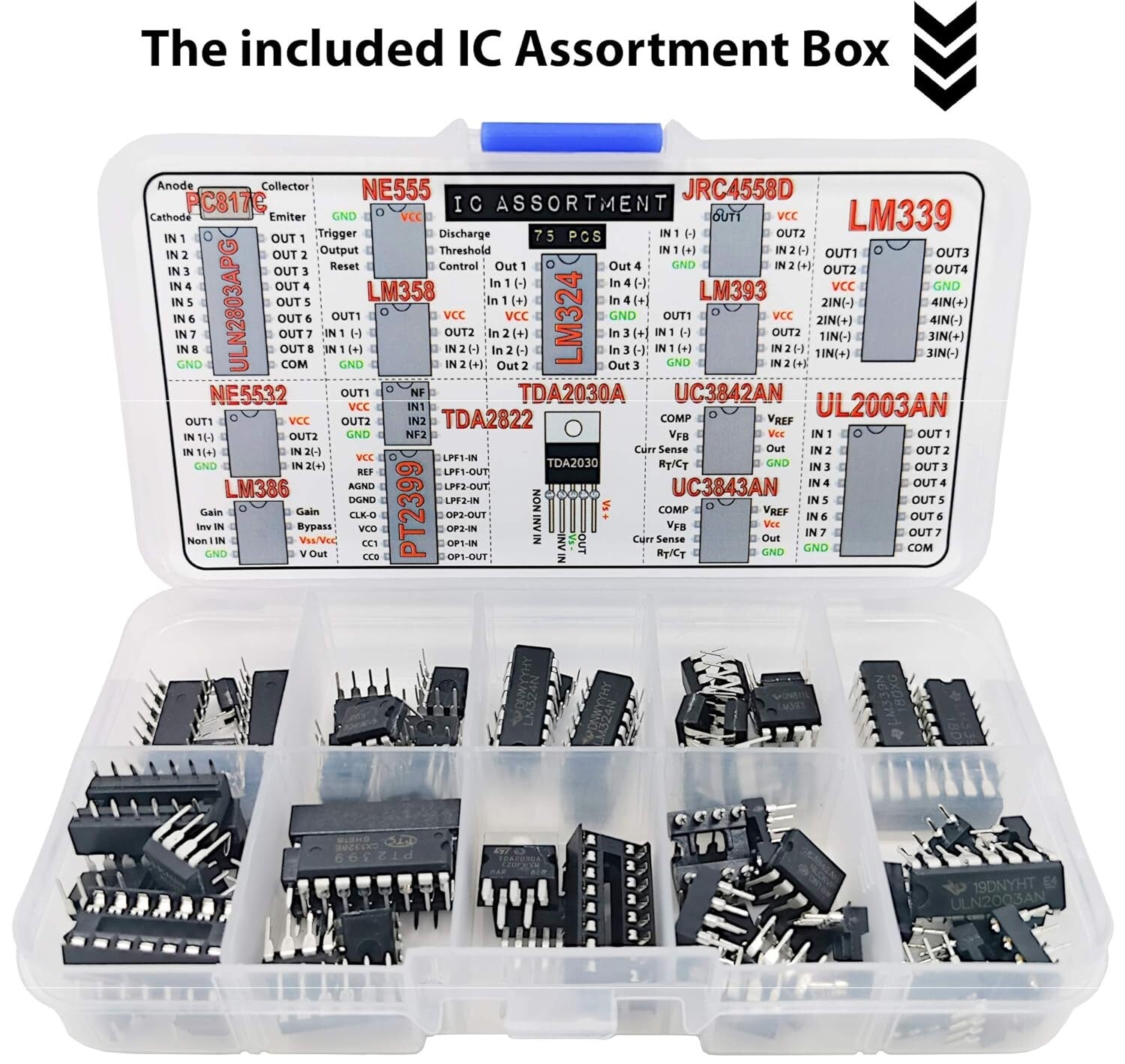 Robust 2200-Piece Assorted Electronic Components Kit with Organized Storage Box