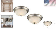 Load image into Gallery viewer, Modern 2-Light Flush Mount Ceiling Light Set - Satin Nickel with Alabaster Shade