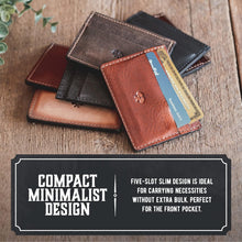 Load image into Gallery viewer, Slim Leather Wallet - Minimalist Front Pocket Wallet for Men, Midnight Black