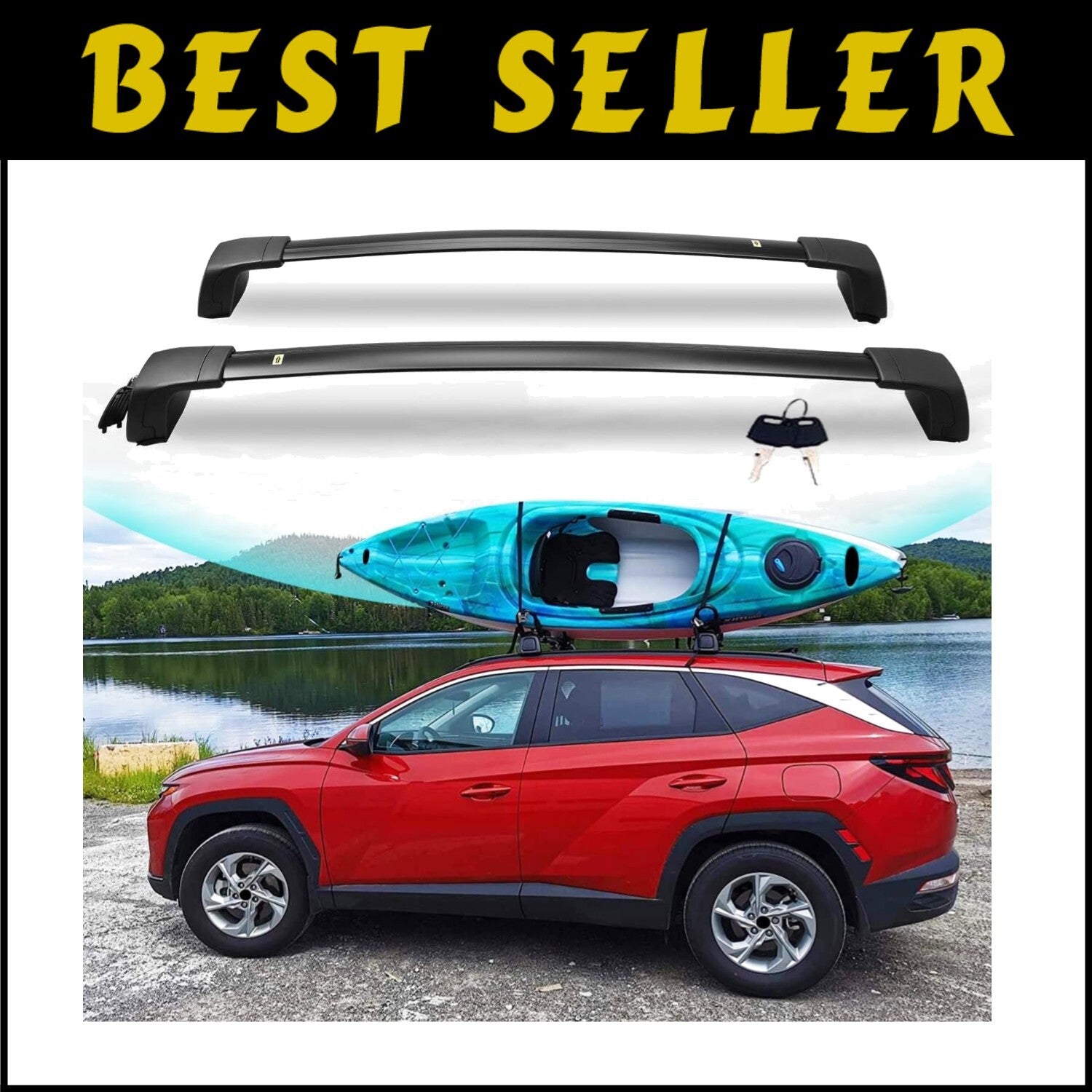 Durable Aerodynamic Roof Cross Bars for Hyundai Tucson 2022-2025 Models