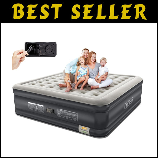 18” King Air Mattress with Built-in Pump - Foldable & Space-Saving Solution