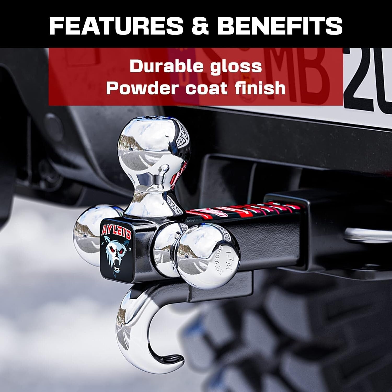 Durable Powder Coated Tri-Ball Hitch with 12000 LBS Capacity & Lifetime Warranty