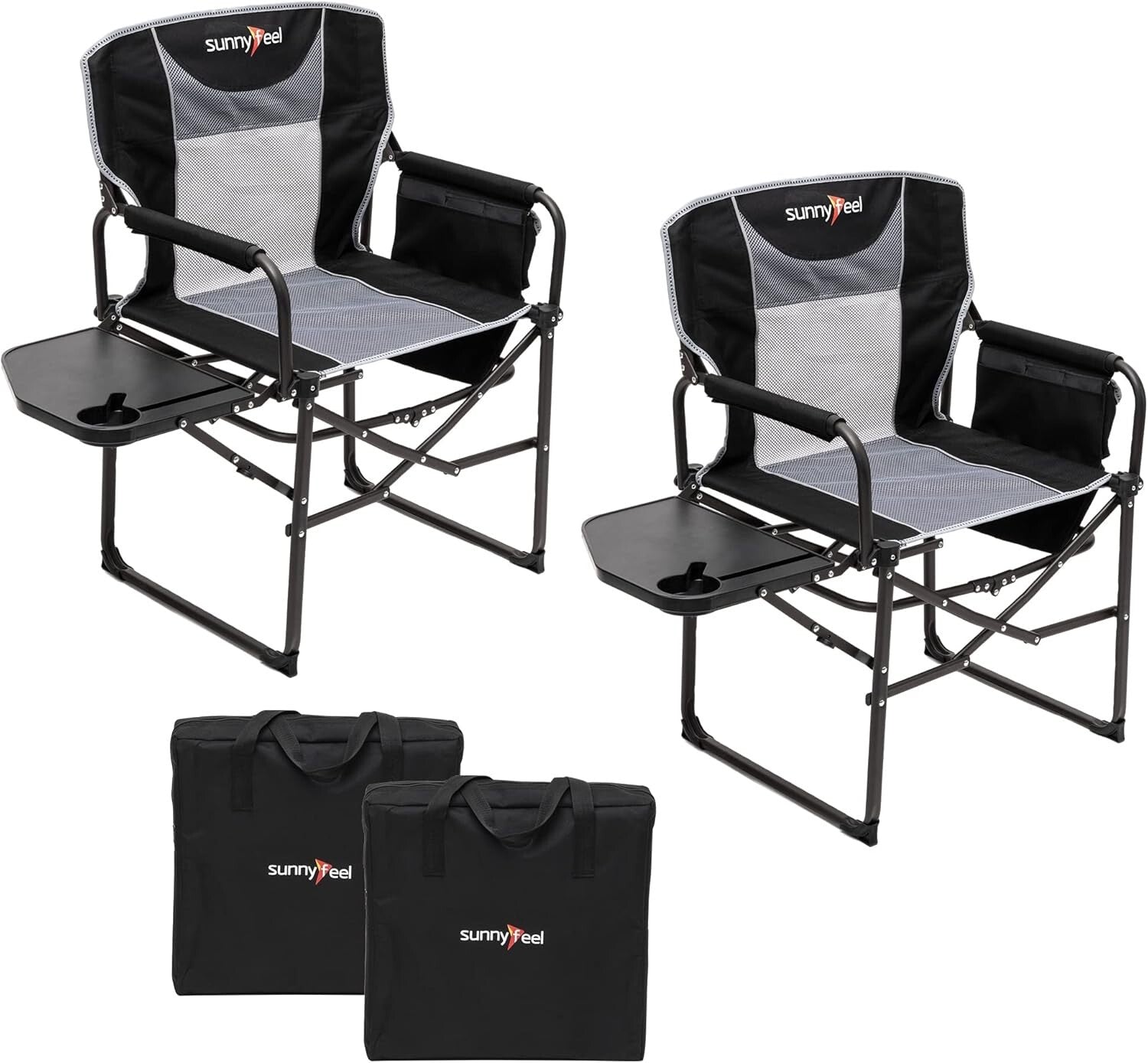Portable Camping Directors Chair with Side Table - Ideal for Fishing & Picnics