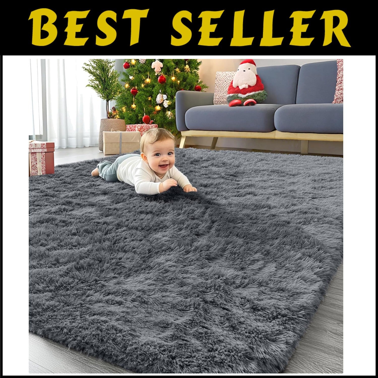 Luxurious 5x7 Tufted Area Rug - High Pile, Stain Resistant & Family-Friendly
