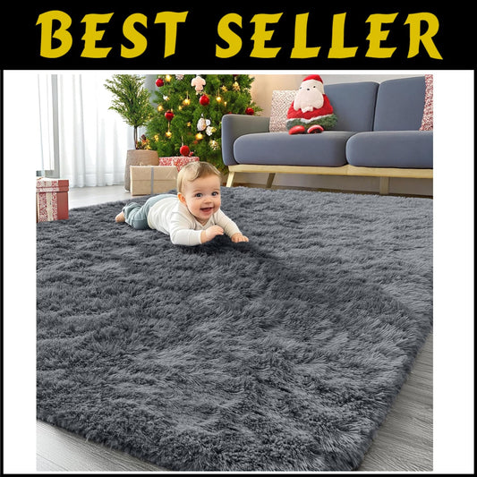 Luxurious 5x7 Tufted Area Rug - High Pile, Stain Resistant & Family-Friendly