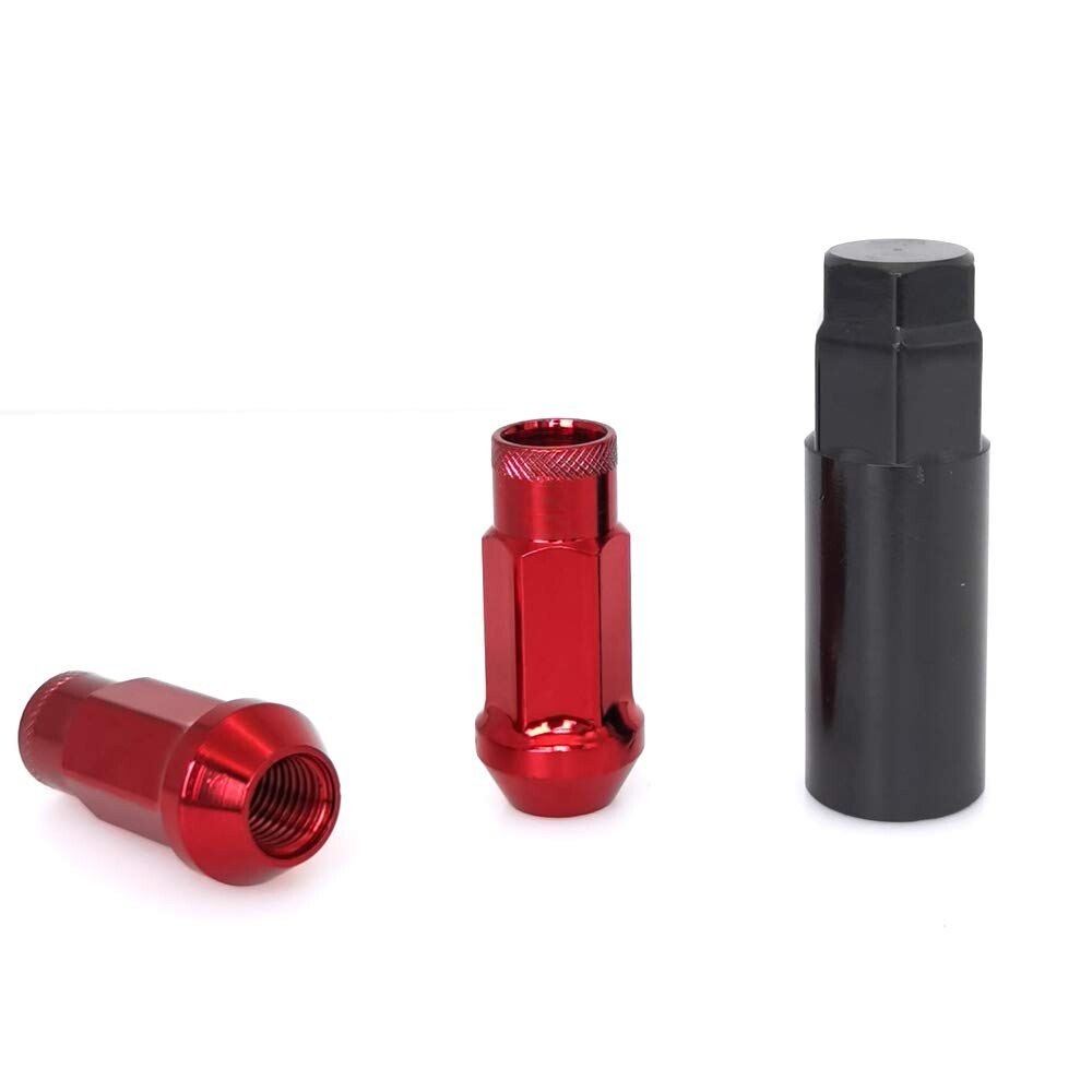 Durable M12x1.5 Racing Locknut Set in Red - Perfect for Vehicle Customization