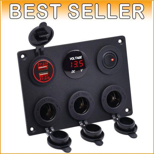 Versatile Panel Mount Dual USB Charger with 3-Way Power Outlet & Toggle Switch