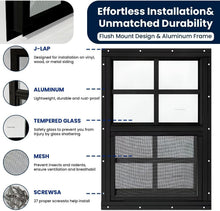 Load image into Gallery viewer, 2 Pack 12" x 18" Sliding Shed Windows with Tempered Glass &amp; Screens, Black