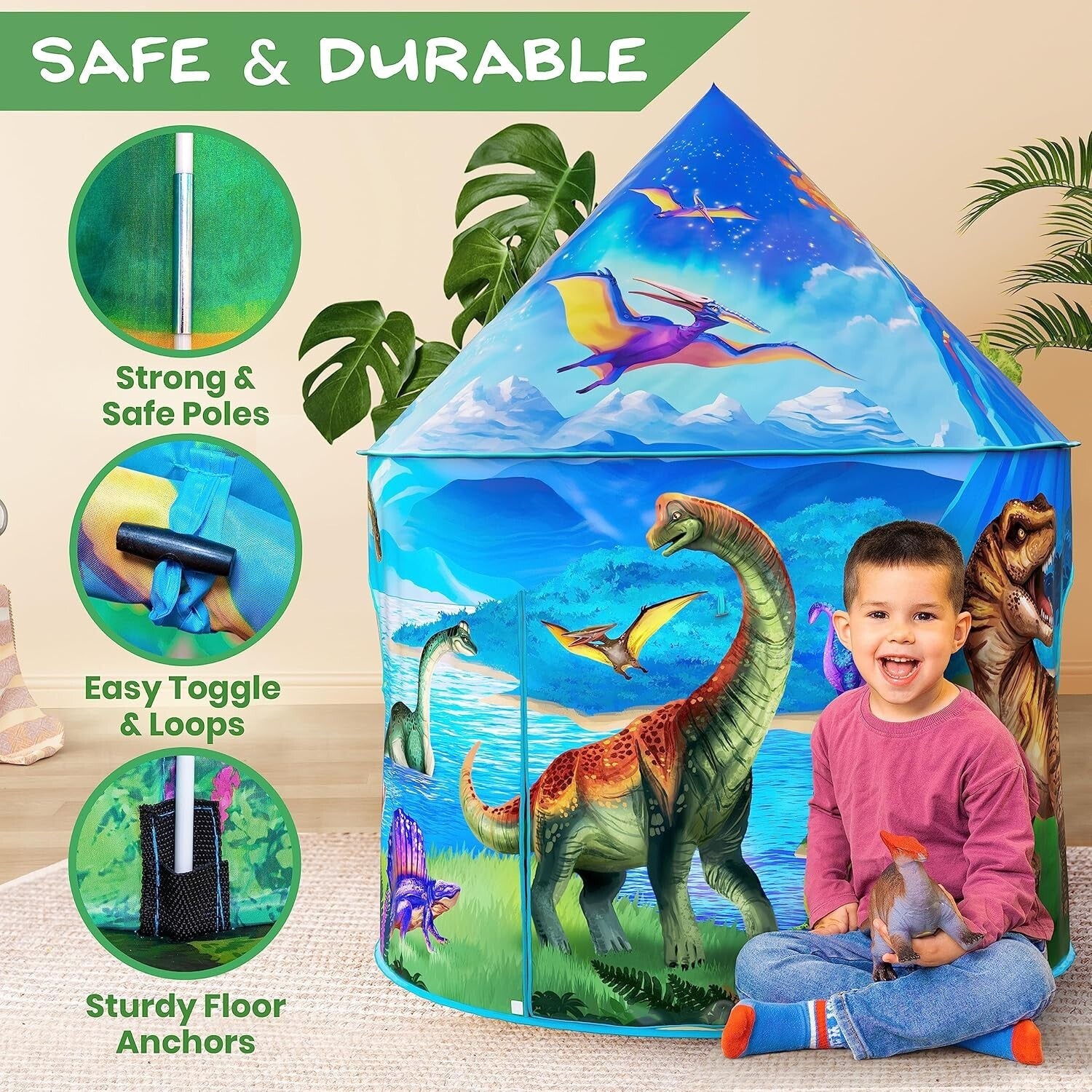 Vibrant Dino Play Tent with Roar Sounds & Remote LED Lights - Indoor & Outdoor!