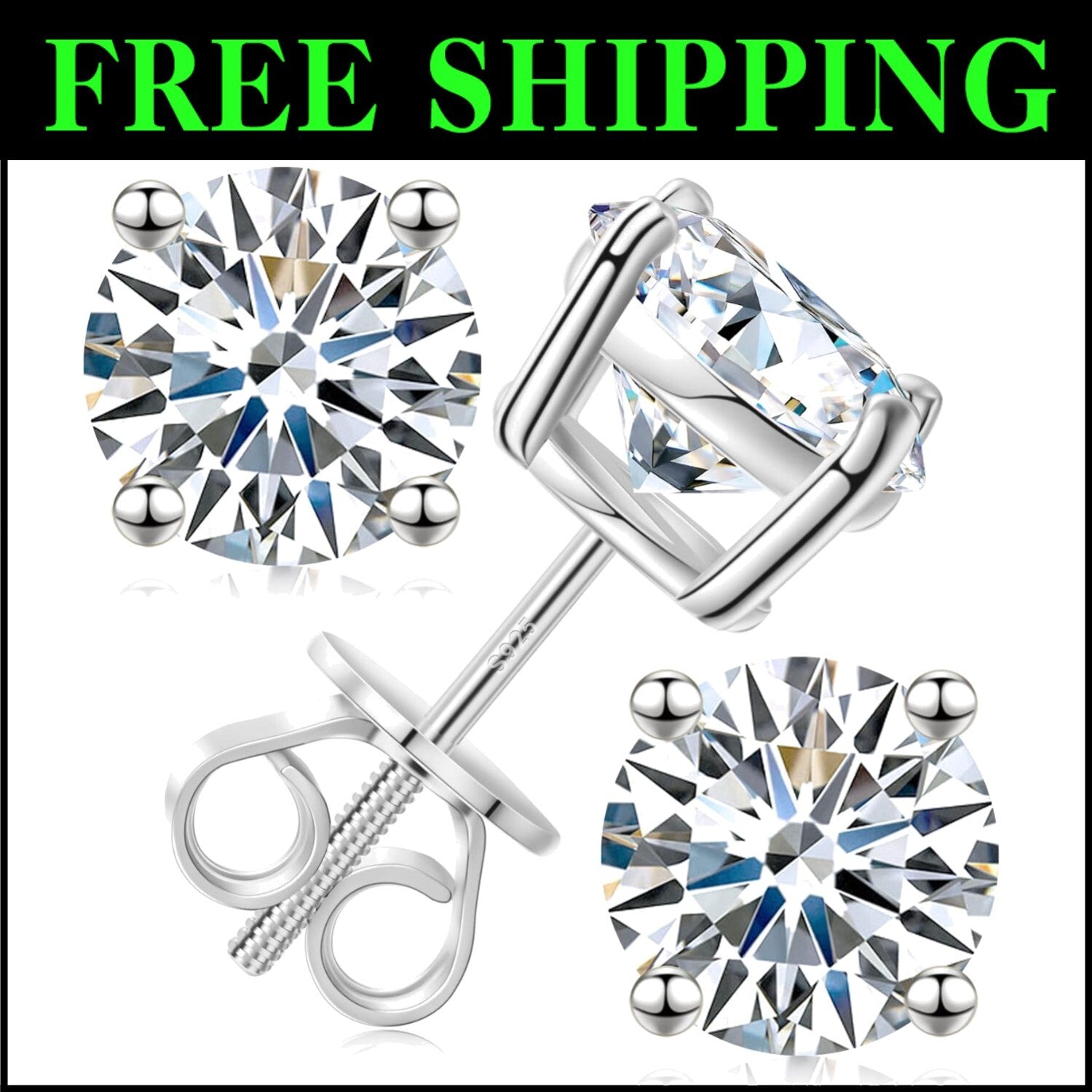 Versatile Moissanite Screw Back Earrings 3-10mm - Perfect Gift for Any Occasion