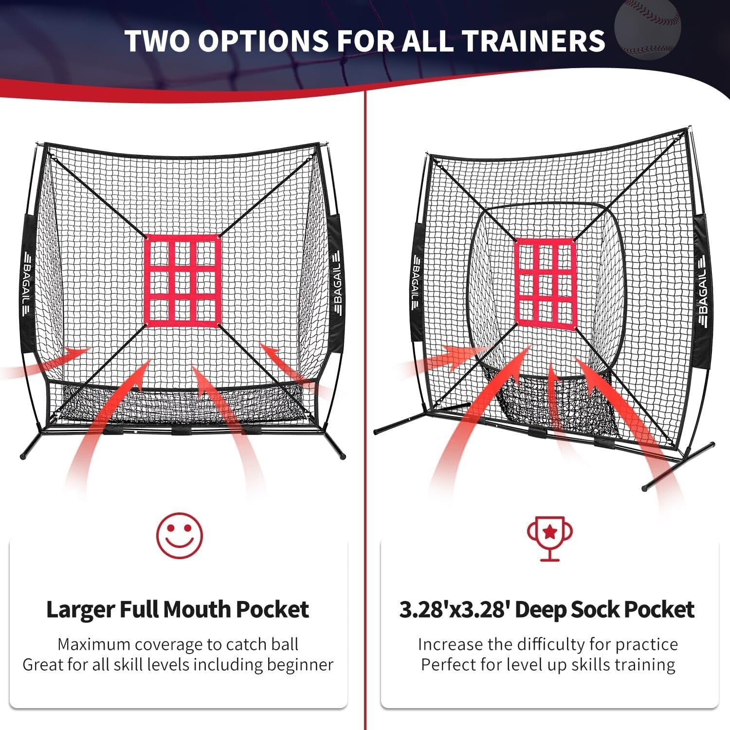 Durable 7x7 ft Bow Frame Net with Adjustable Tee & Strike Zones for Training