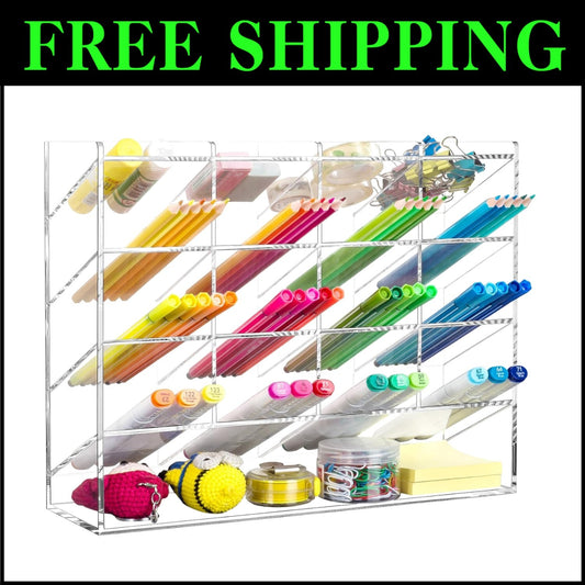 Elegant 17-Compartment Clear Marker and Pen Holder - Stylish Art Supply Storage