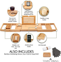 Load image into Gallery viewer, Sturdy Bamboo Bathtub Caddy with Soap Dish &amp; Accessories for Ultimate Comfort