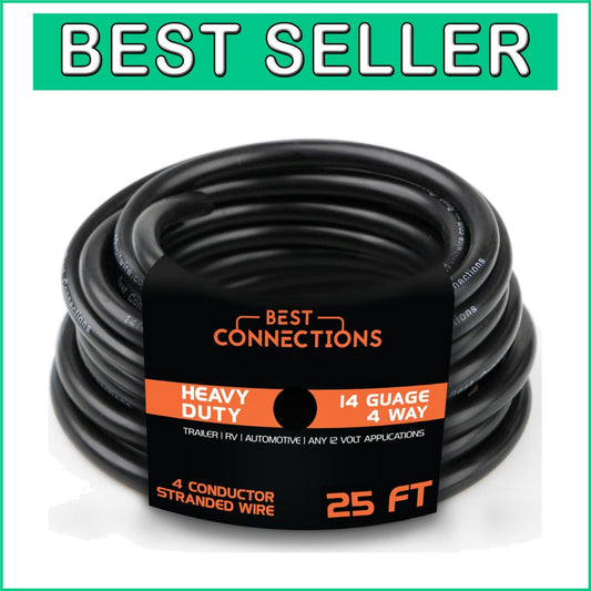 Flexible 14 Gauge 4-Way Trailer Wiring - 25 Ft Multi-Strand Insulated Cord