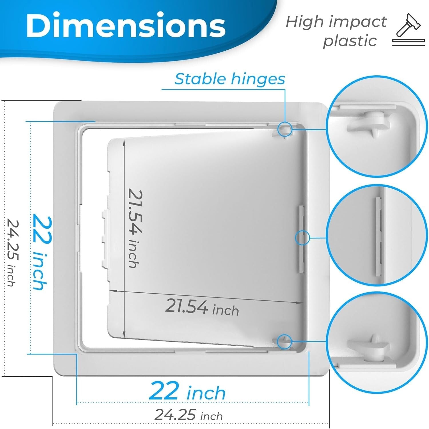 Convenient Plumbing Access Panel - 22 x 22 Inch Durable Plastic White Cover