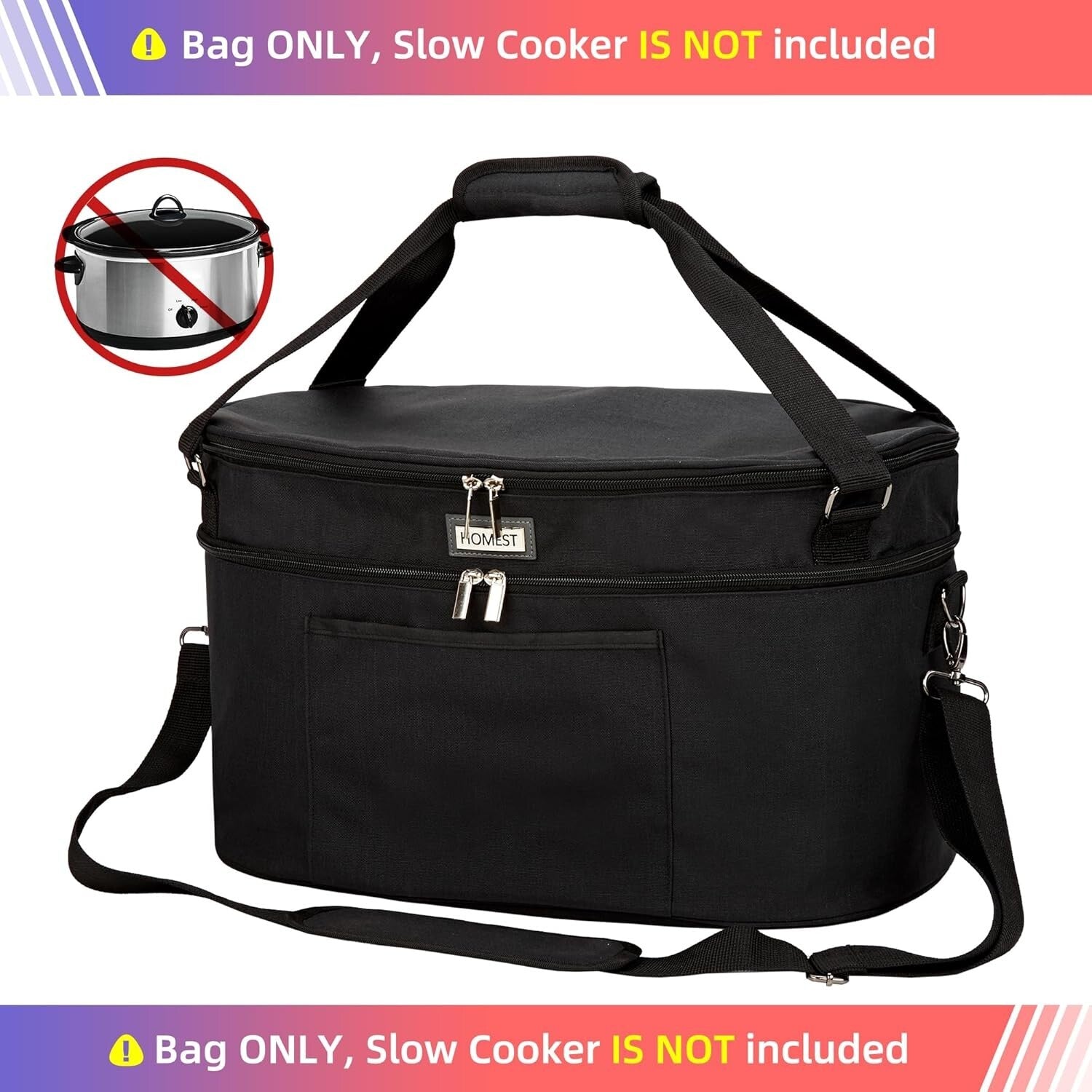 Durable 6-8 Quart Slow Cooker Holder with Adjustable Strap and Easy Wipe Liner