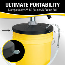 Load image into Gallery viewer, Heavy-Duty Black Lever Bucket Pump for 5 Gallon Pails - Easy Oil Transfer