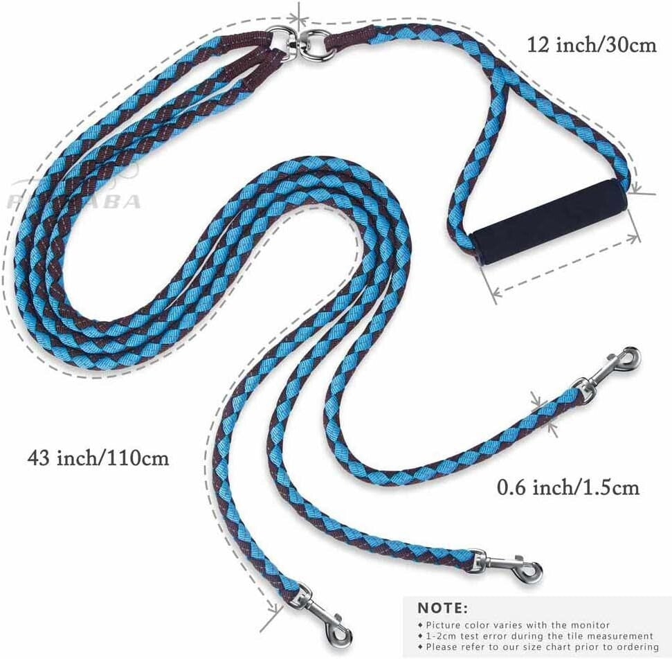 Comfortable 3-Way Dog Leash with Reflective Features - Ideal for Walking Three