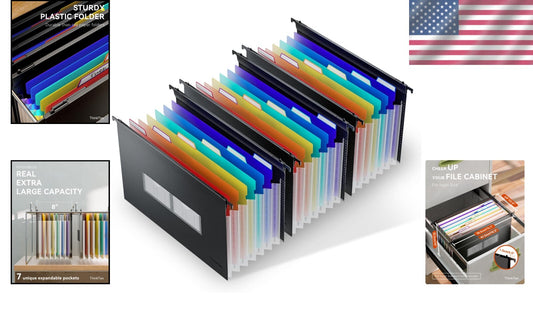 Multi-Color Accordion File Organizer for Legal Documents - 3 Pack with 7 Pockets