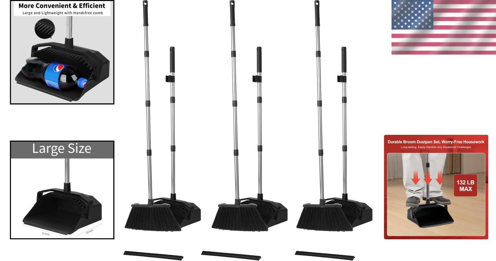 Effortless 51-Inch Broom and Large Dustpan Set – Perfect for High-Traffic Areas