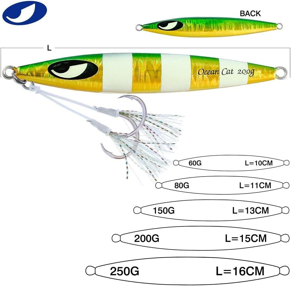 Vibrant Fishing Jigs - Mustard Hooks & Glow Strips for Optimal Fishing Success