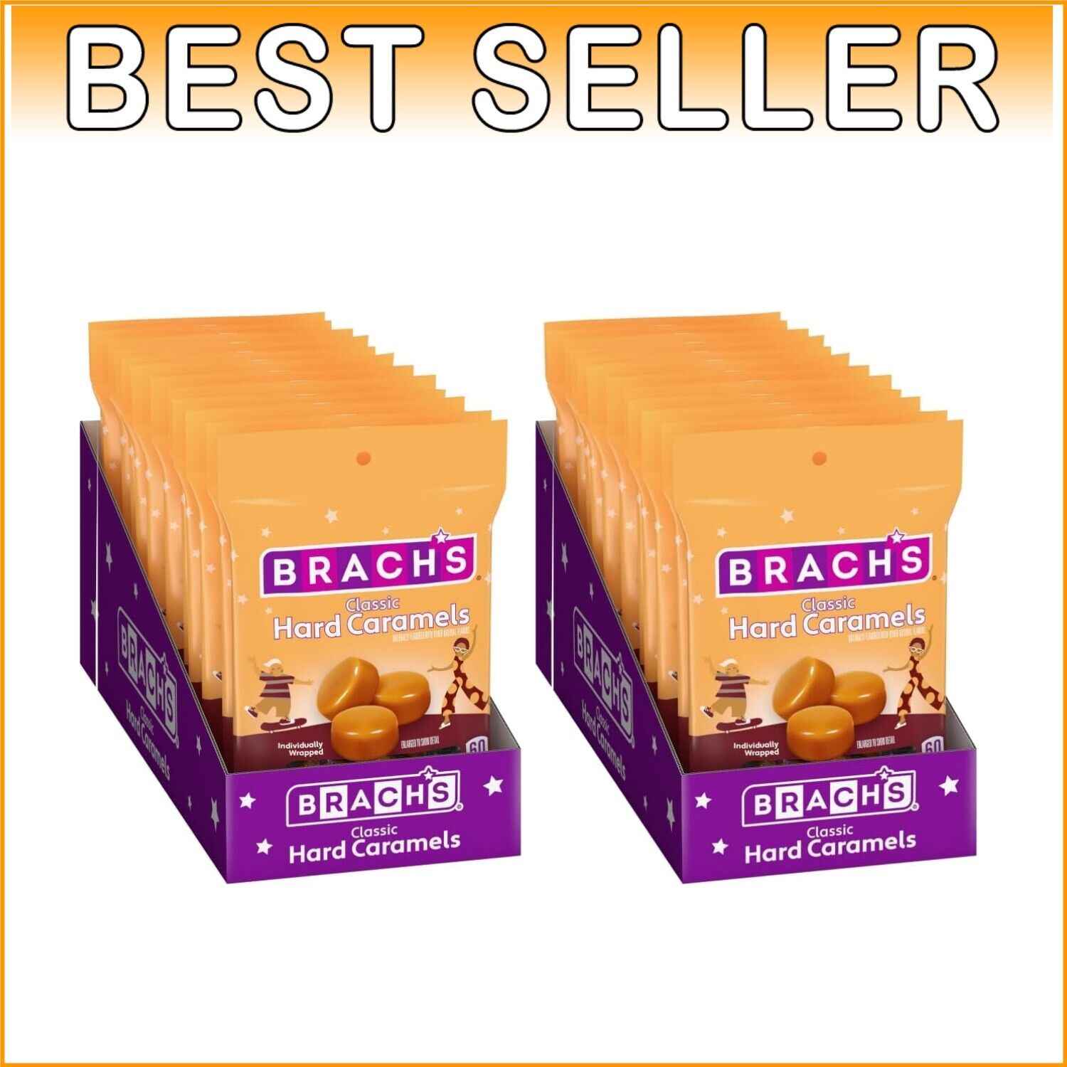 Caramel Flavored Nips Hard Candy - Individually Wrapped 3.25 oz, Pack of 24