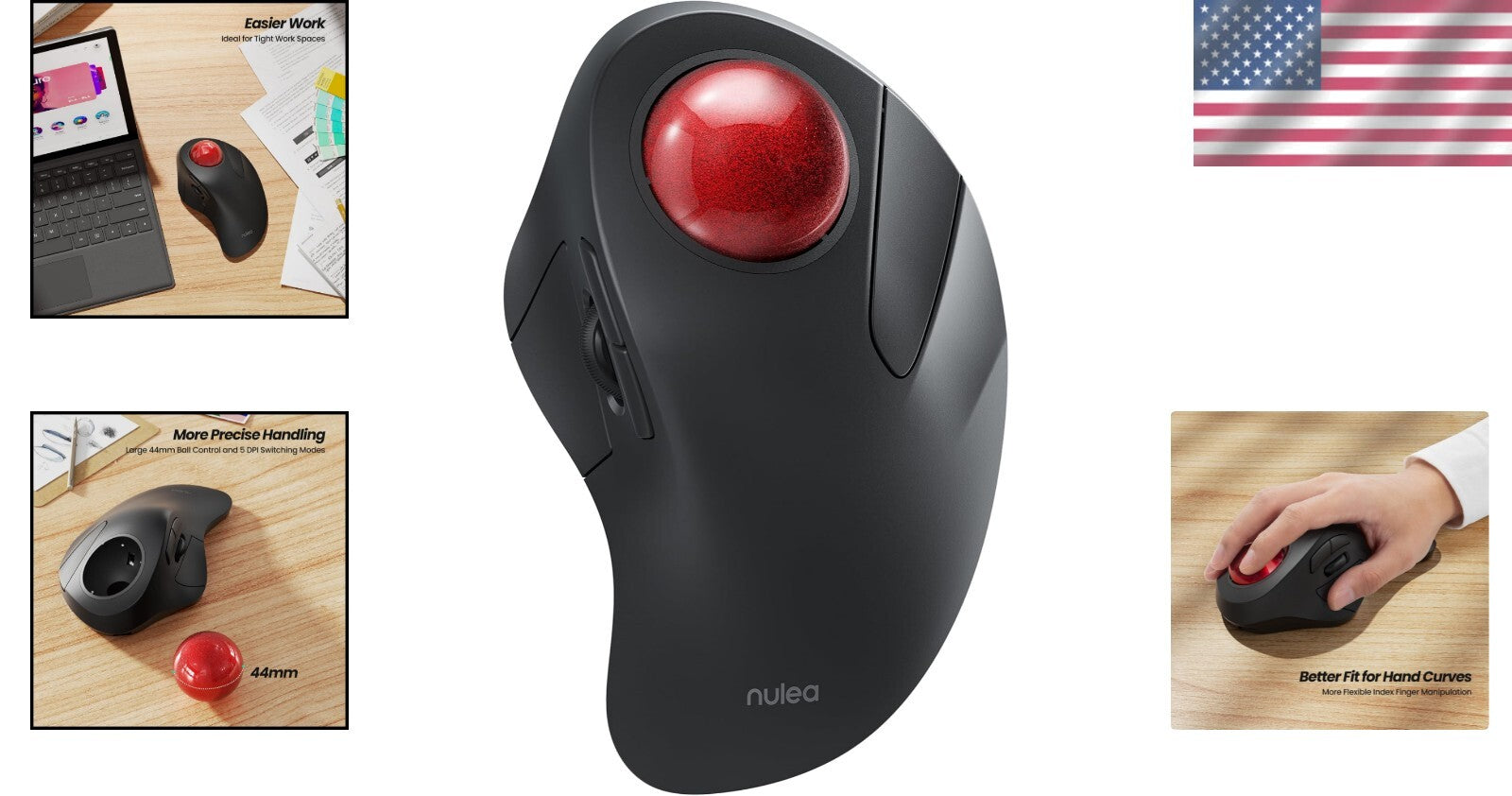 Compact & Lightweight Wireless Rolling Ball Mouse - Ideal for Comfort & Control