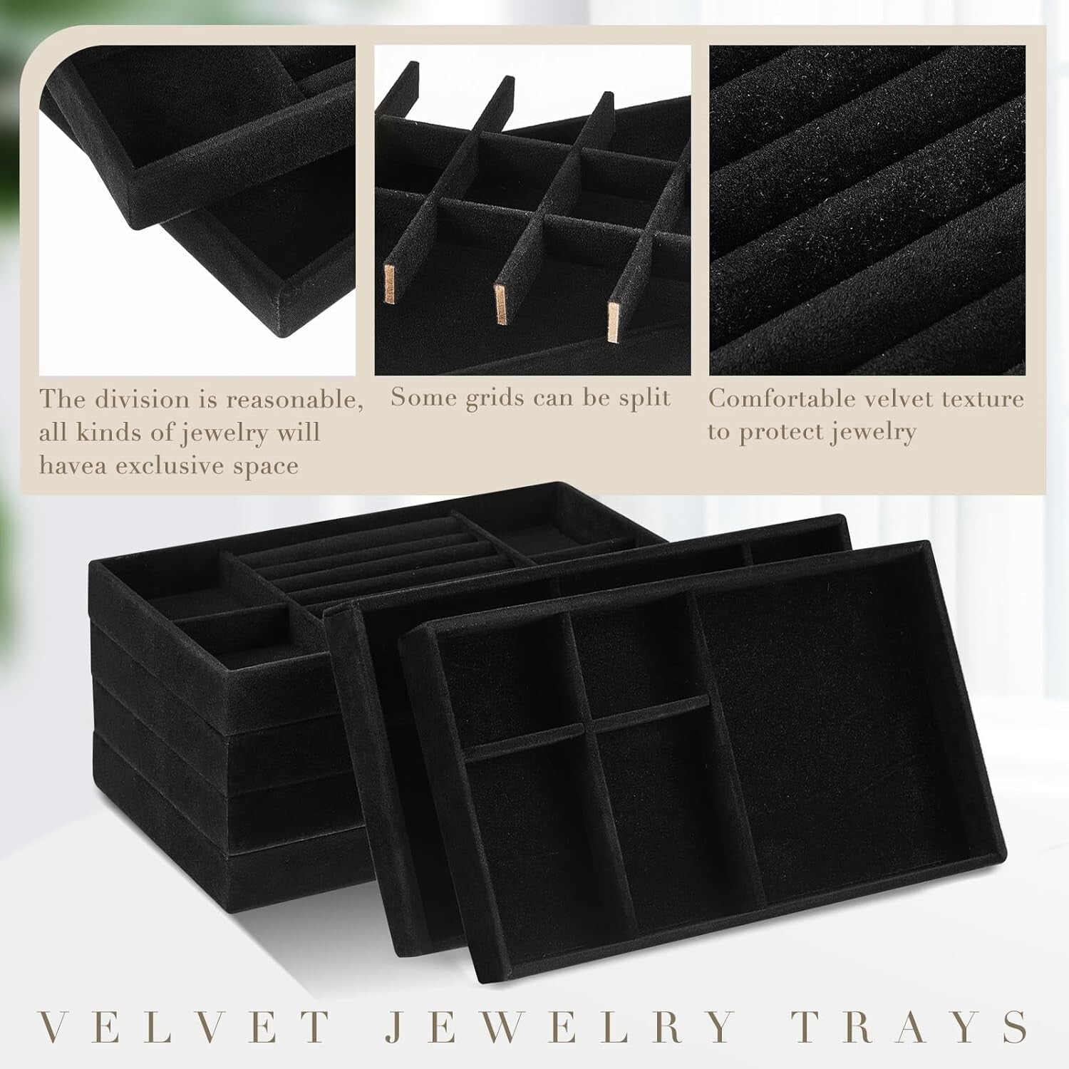 Versatile Stackable Velvet Jewelry Organizer - 18 Tray Set for All Occasions