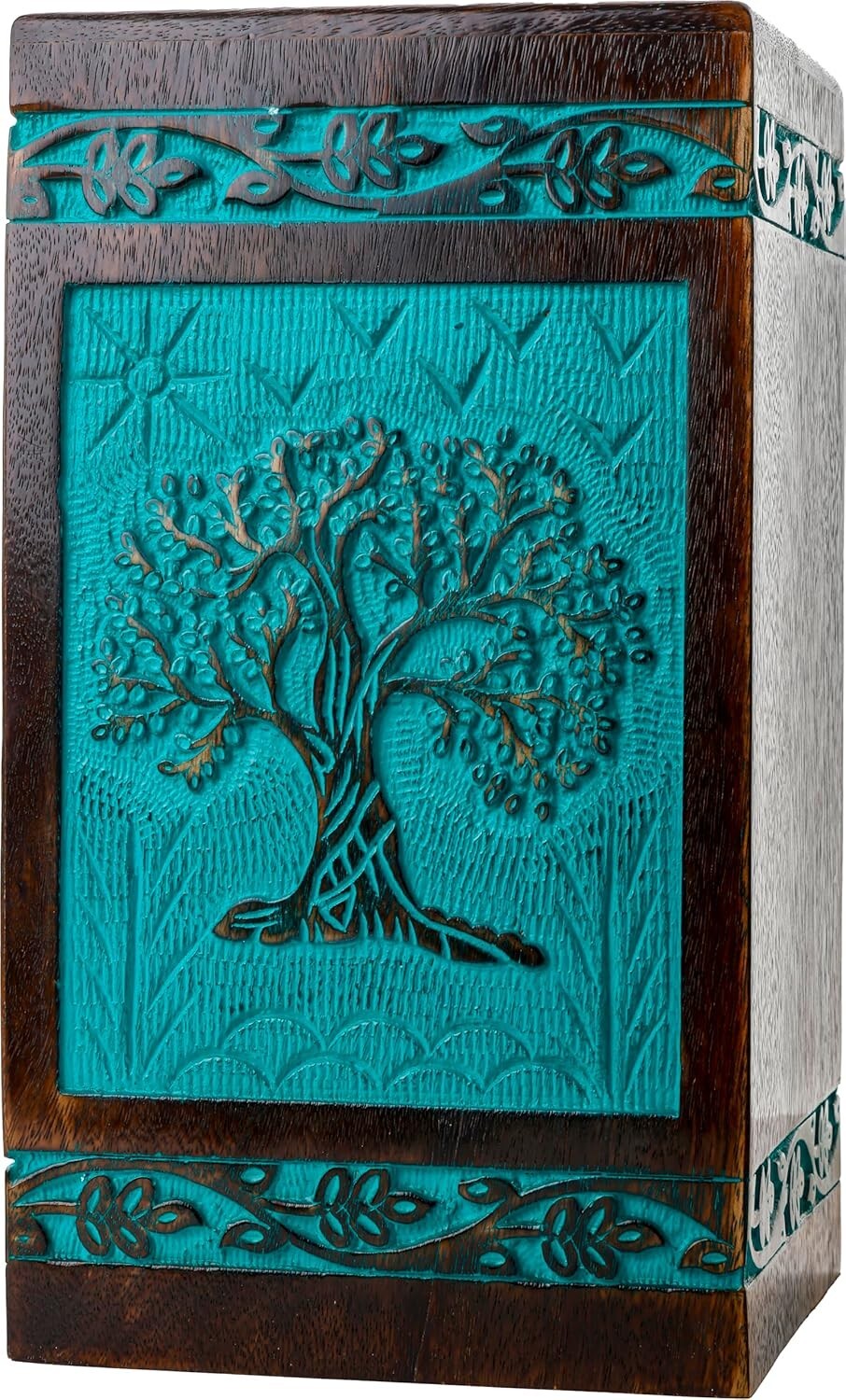 Elegant Mango Wood Cremation Urn: Handcrafted, TSA Approved, 115 lbs Capacity