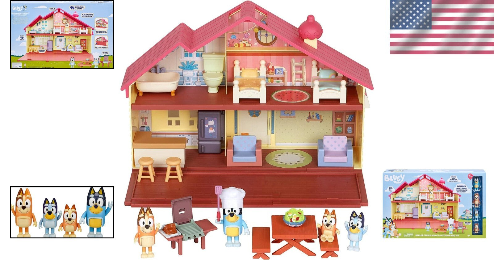 Interactive Bluey BBQ Playset with 4 Figures & Removable Furniture Pieces