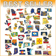 Load image into Gallery viewer, Gold Plated 50 US State Lapel Pins Set - Enamel Finish &amp; Secure Clutch Back