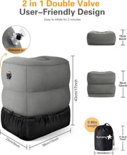 Load image into Gallery viewer, Adjustable Inflatable Foot Rest Pillow for Travel &amp; Office - 2 Pack (Dark Grey)