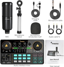 Load image into Gallery viewer, Versatile Audio Mixer with Voice Effects &amp; 3.5mm Microphone for Live Streaming