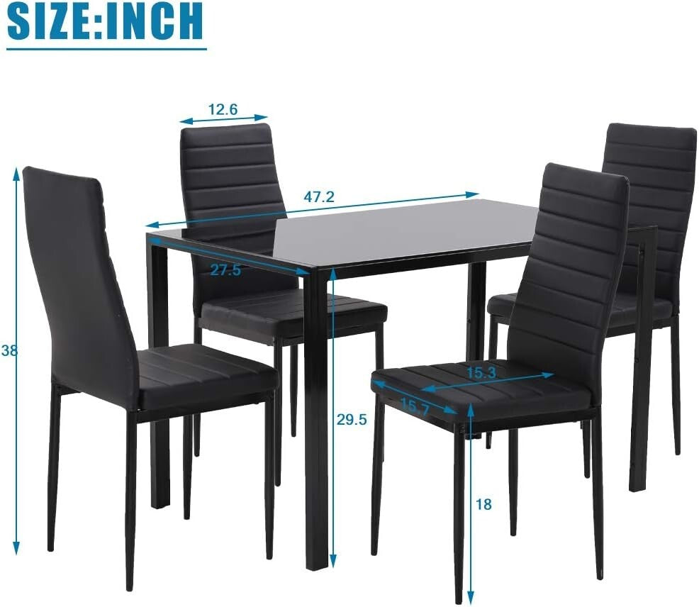 Compact Modern Dining Table Set with Upholstered Chairs - Perfect for Cozy Homes