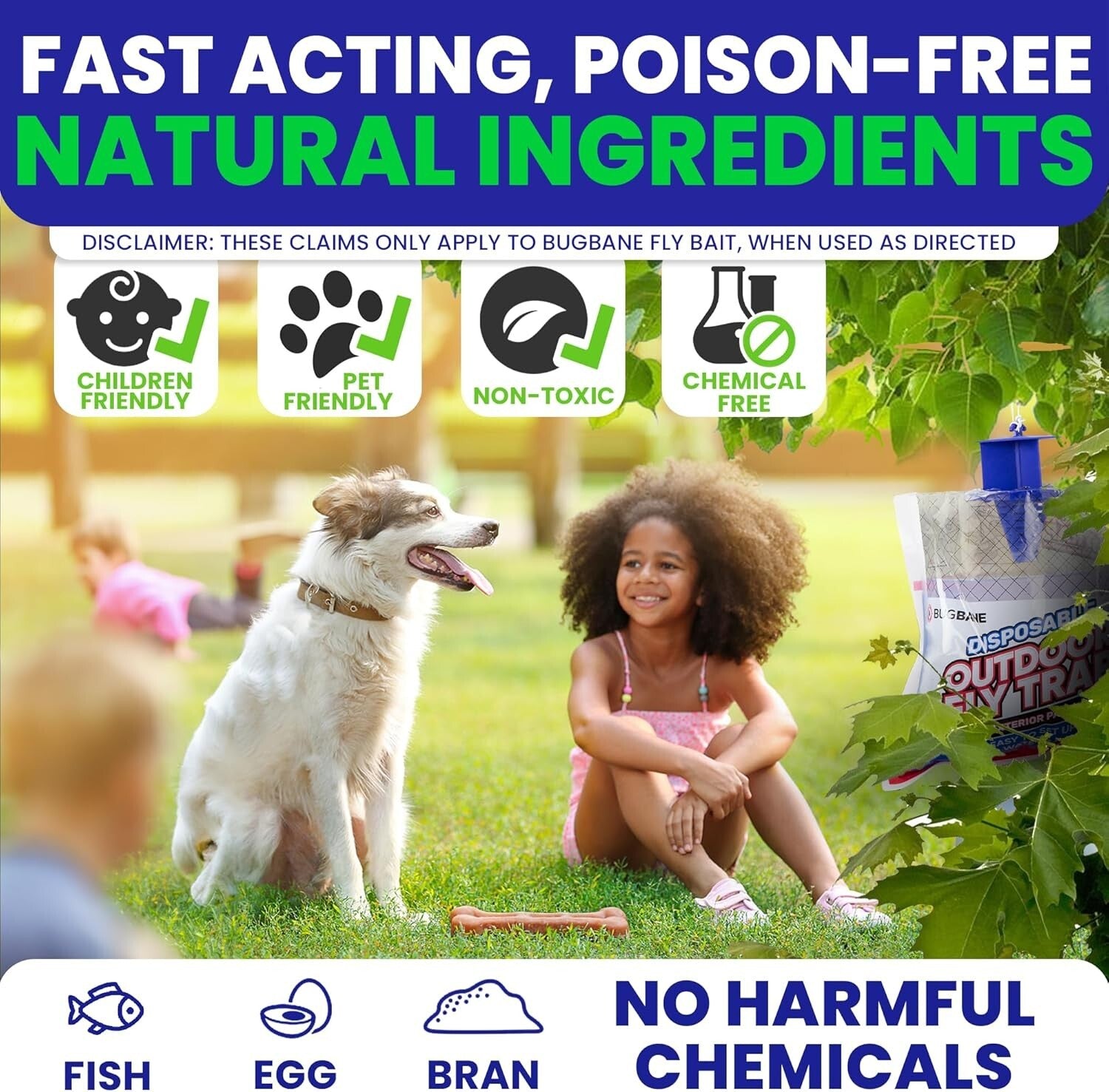 Easy Setup Fly Trap Bags - 12 Non-Toxic Hanging Lures for Outdoor Pest Control