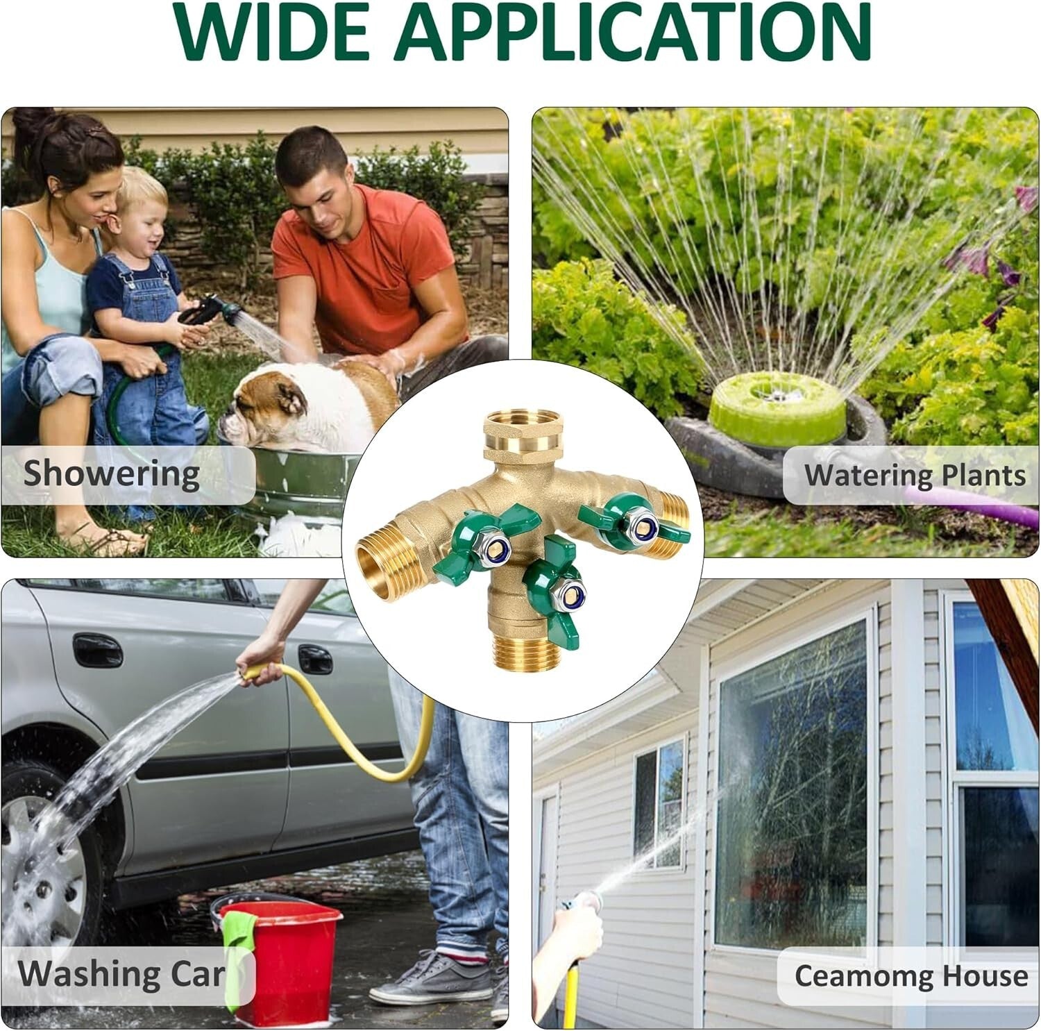 Full Flow 3-Way Garden Hose Splitter with Swivel and Anti-Corrosion Features