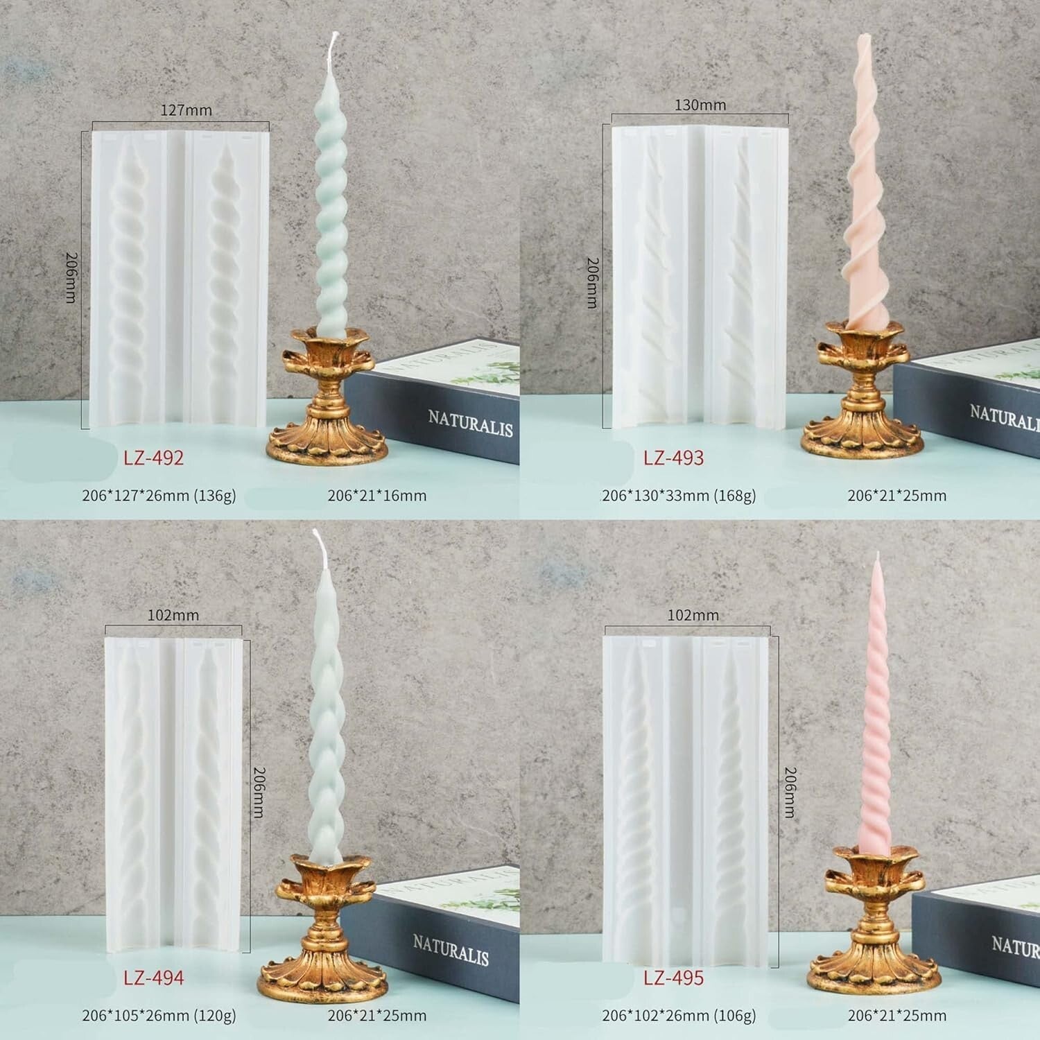 Food-Grade Silicone Candle Molds - 8 Unique Spiral Designs for Creative Gifts