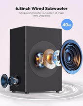 Load image into Gallery viewer, Bluetooth 5.0 Surround Sound Bar with Subwoofer – 10 EQ Modes &amp; Remote Control