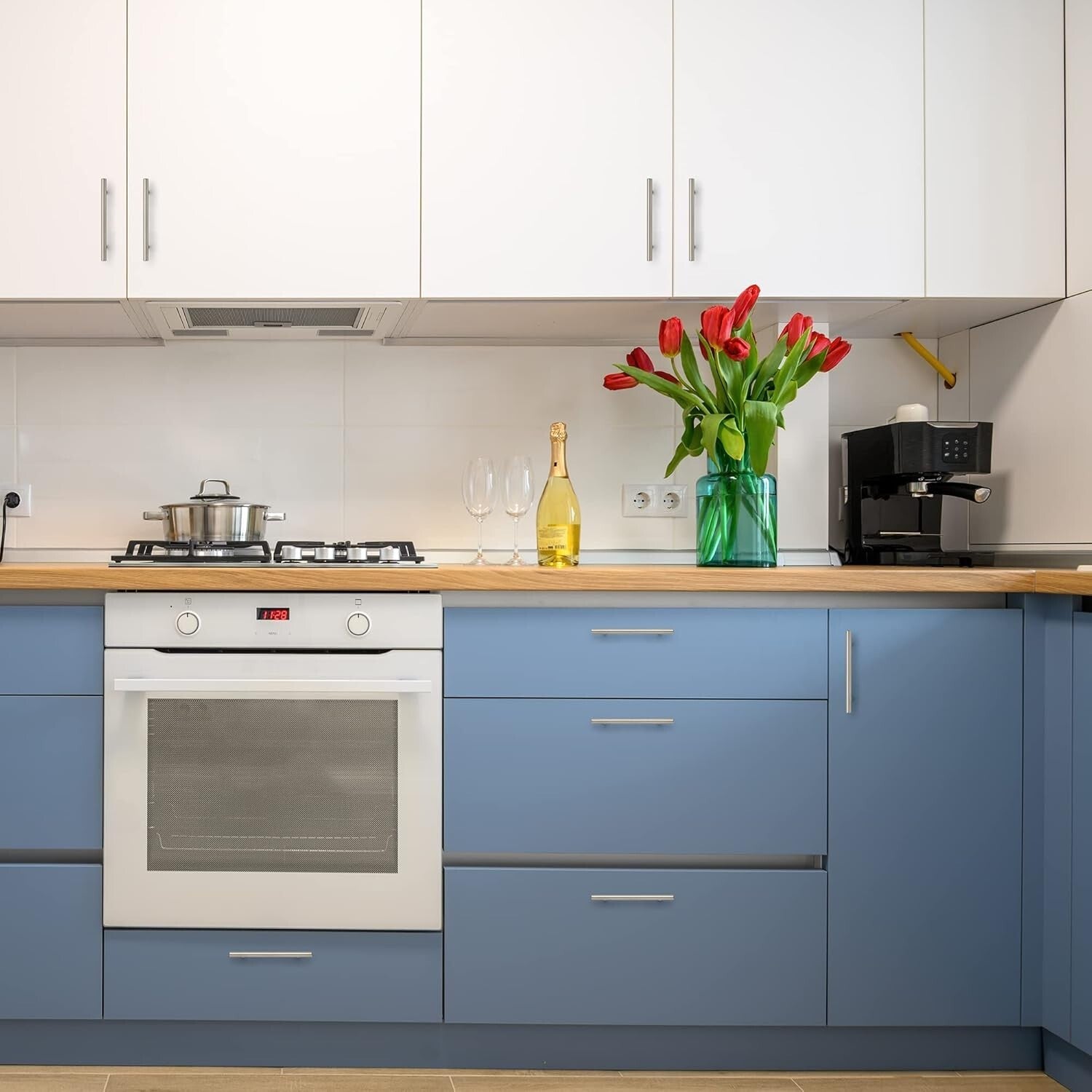 Versatile Stainless Steel Cabinet Pulls - 50 Pack, 7.38'' Length for All Styles