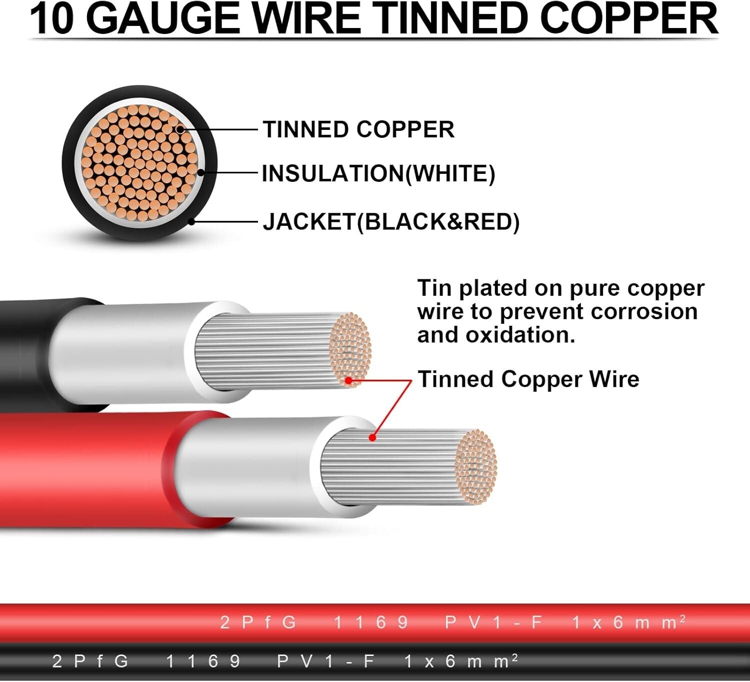 100 Feet 10AWG Solar Panel Extension Cable - Durable & Waterproof Outdoor Use